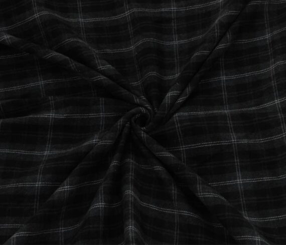 Unstitched Black Flannel Check Fabric