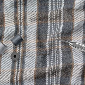 Grey Yarn Dyed Checkered Flannel Fabric