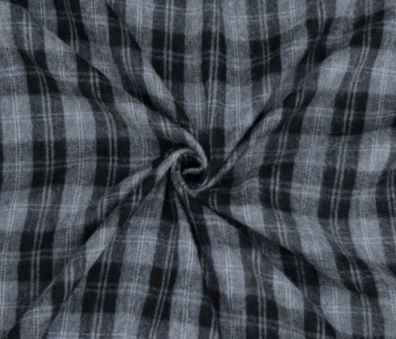 Unstitched Black & Grey Flannel Check Fabric