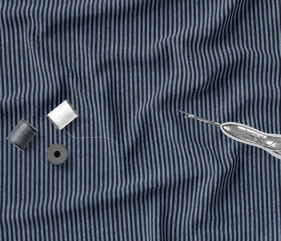Unstitched Stripe Blue & Grey Shirt Fabric