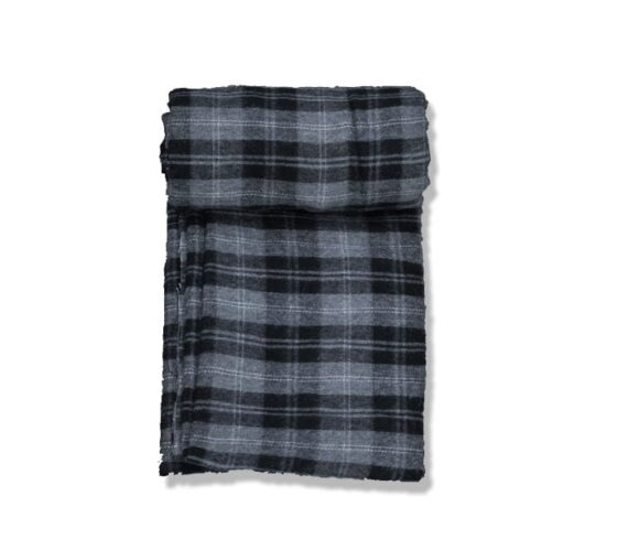 Unstitched Black & Grey Flannel Check Fabric