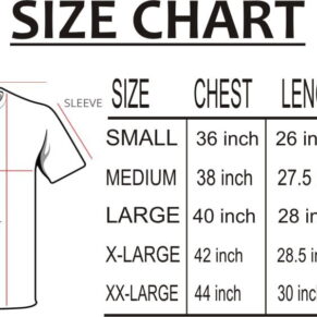 half sleeve t-shirt size chart
