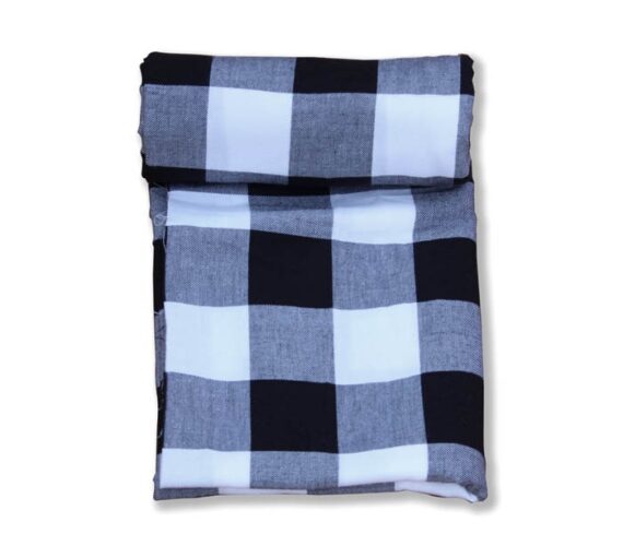 Unstitched Cotton White and Black Flannel Check Fabric
