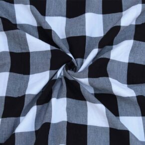 Unstitched Cotton White and Black Flannel Check Fabric