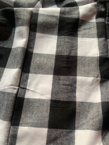 Unstitched Cotton White and Black Flannel Check Fabric photo review