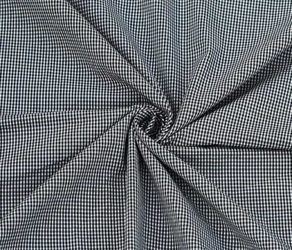 White Black Gingham Checkered Fabric