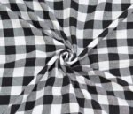 Unstitched Cotton White and Black Flannel Check Fabric