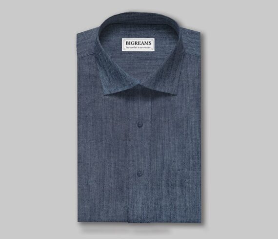 Unstitched Indigo Cotton Denim Shirt Fabric