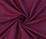 Unstitched Maroon Tweed Checkered Suiting Fabric