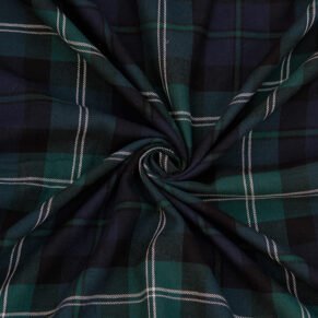 Green Blue Cotton Twill Check Fabric