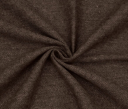 Dark Brown Herringbone Tweed Fabric