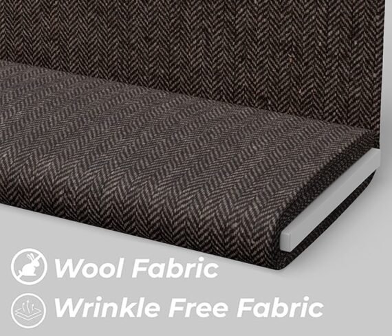 Dark Brown Herringbone Tweed Fabric