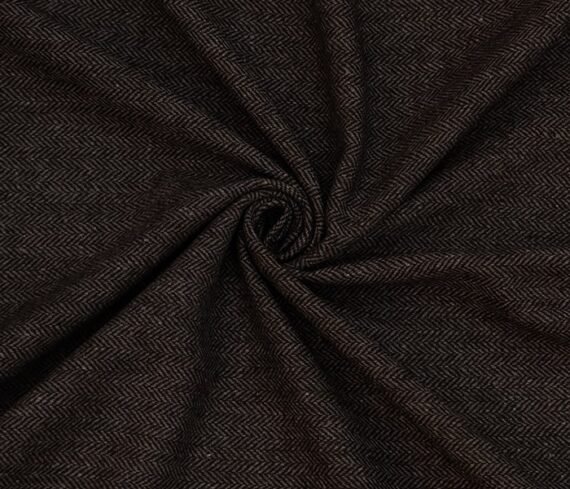 Dark Brown Herringbone Tweed Fabric