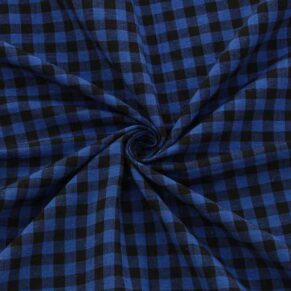 Navy Blue & Black Gingham Check Fabric