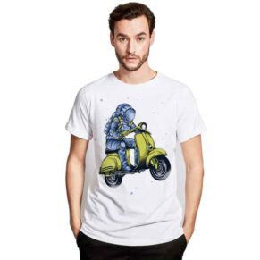Astronaut scooter printed half sleeve t shirt for Men's