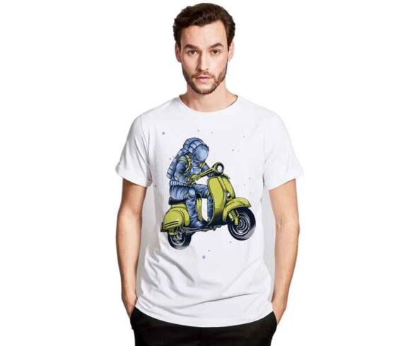 Astronaut scooter printed half sleeve t shirt for Men's