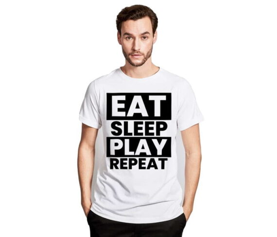 Eat Sleep Play Repeat Printed Half Sleeve T-Shirt for Men's