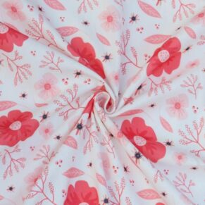 Digital Printed Pink Flower Canvas Fabric