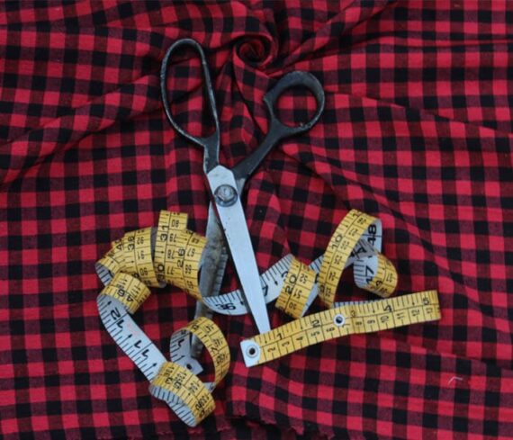 Red & Black Gingham Check Fabric