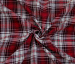 White & Red Tartan Check Shirt Fabric