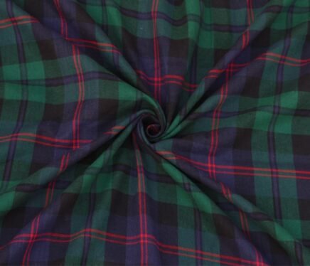 Yarn -Dyed Green & Blue Plaid Tartan Fabric