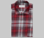 White & Red Tartan Check Shirt Fabric