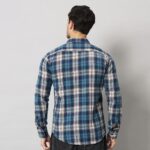 Men's Herringbone Blue Flannel Slim-Fit Shirt