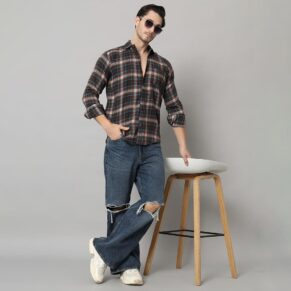 Men's Tartan Brown Flannel Shirt