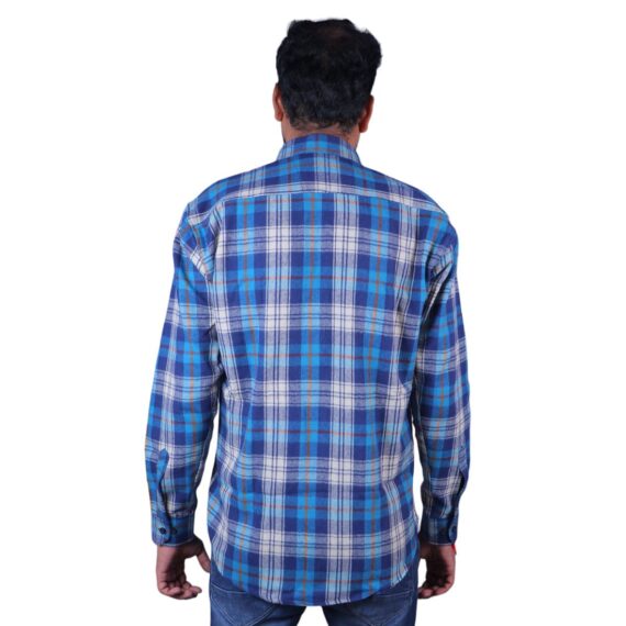 Men's Blue Herringbone Flannel Slim-Fit Shirt