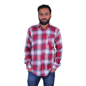 Flannel White & Red Twill Checked Shirt