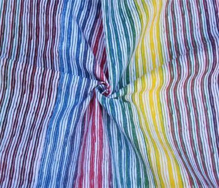 Multicolor Zigzag Stripe Printed Canvas Fabric