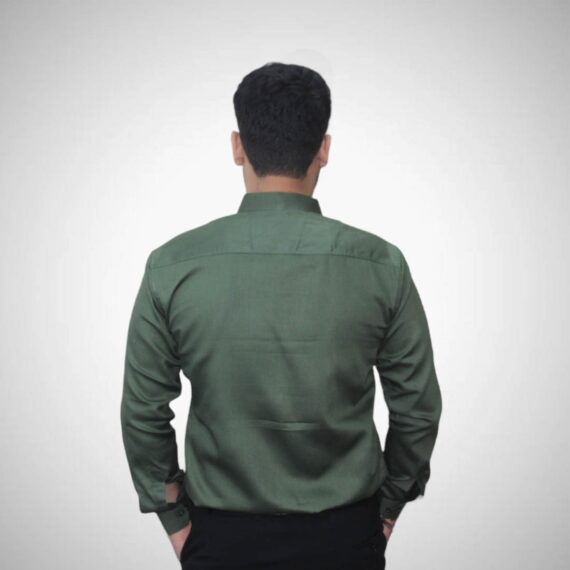 Men's Olive Color Solid Full Sleeve Shirt