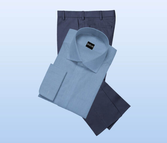 Cotton Chambray Shirt & Wrinkle Free Blue Trouser Fabric