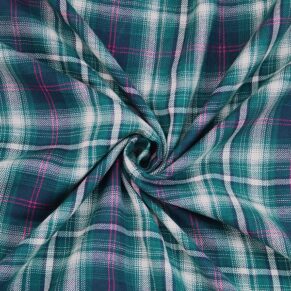 Green Blue Herringbone Shirting Fabric