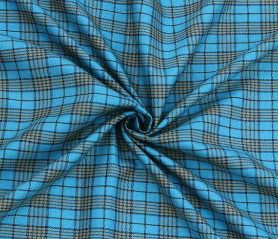 Sky Blue Checkered Wedding Suit Fabric