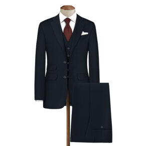 Navy Blue Solid Suit Fabric For Men's