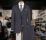 Carbon Blue Solid Suit Fabric For Men's