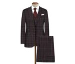 Maroon Checkered Fabric For Blazer