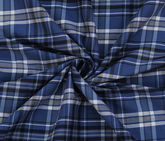 Blue Checkered Stretchable Fabric