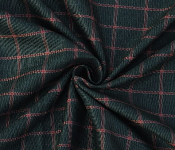 Green Checkered Fabric For Coat