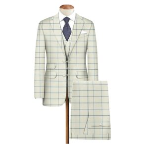 Beige Checkered Fabric For Summer Suit