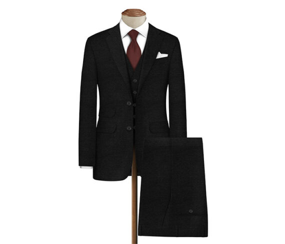 Black Herringbone Suit Piece