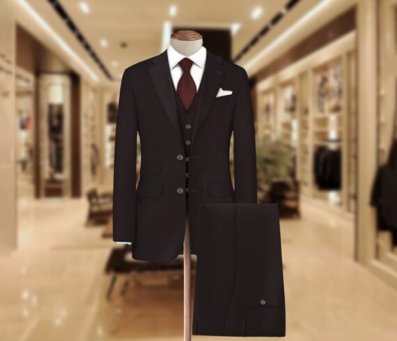 Brown Plain Color Stretchable Coat Pant Material