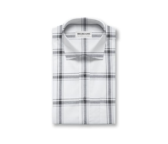 Men's White Black Checkered Shirt Fabric