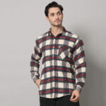 Men's Off White Flannel Checkered Shirt