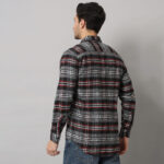 Black Brushing Plaid Shirt