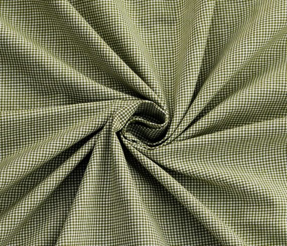 Green 100% Cotton Gingham Check Fabric