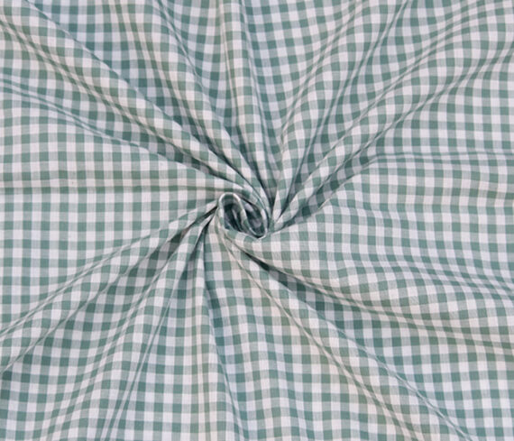 Green 100% Cotton Gingham Check Fabric