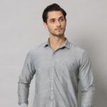 Men's Steel Grey Cotton Oxford Long Sleeve Shirt