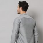 Men's Steel Grey Cotton Oxford Long Sleeve Shirt